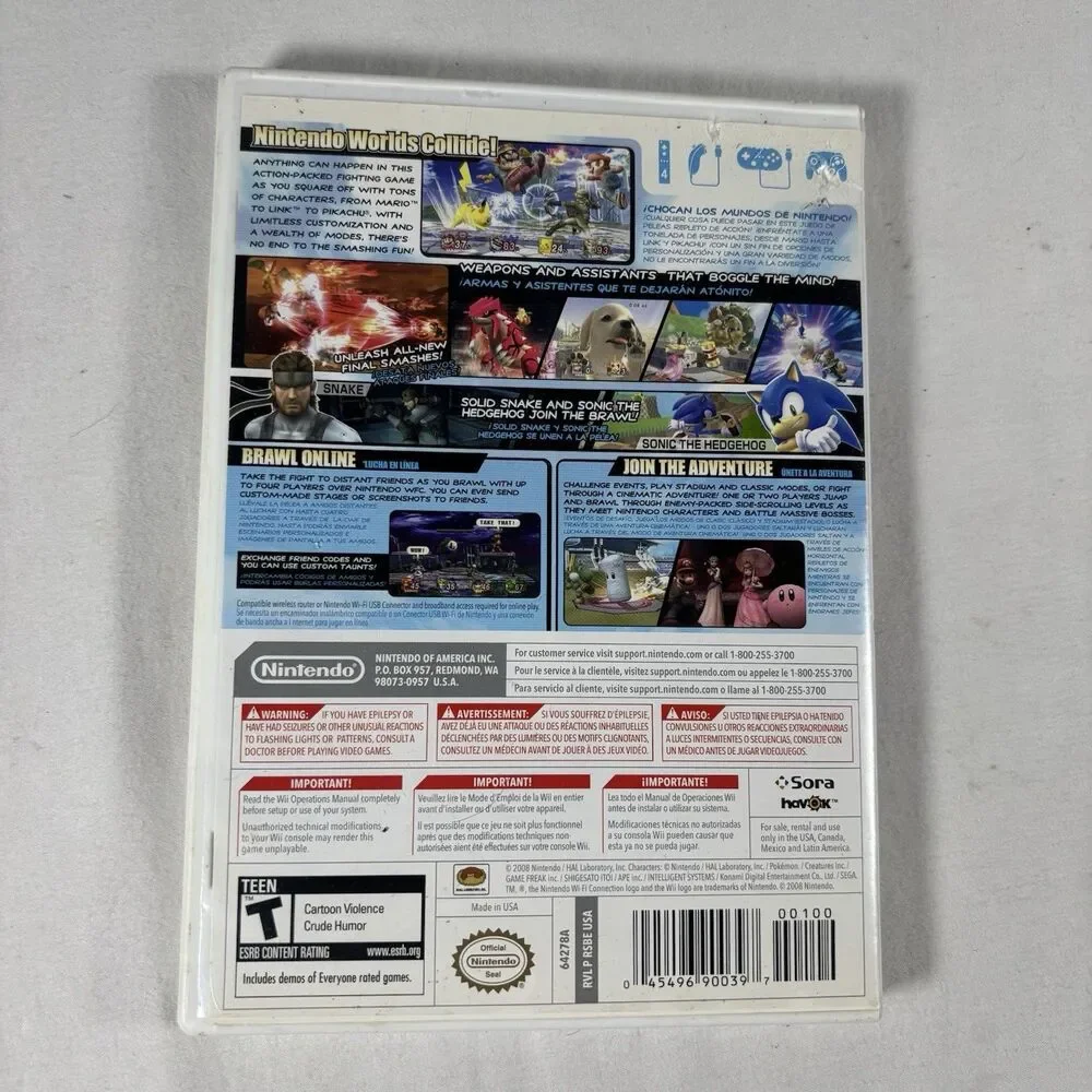 Super Smash Bros Brawl Nintendo Wii Case & Manual Only No Disc